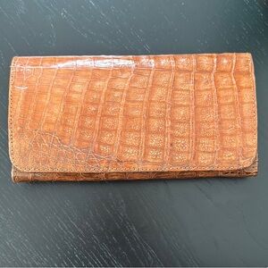 Vintage Tan Crocodile-Embossed leather Women's Wallet